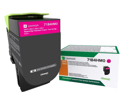 Toner MAGENTA LEXMARK 71B4HM0. Alto Rendimiento - capacidad 3, 500 impresiones, compatible con CS/CX 417, 517 Toner MAGENTA LEXMARK 71B4HM0. Alto Rendimiento - capacidad 3, 500 impresiones, compatible con CS/CX 417, 517